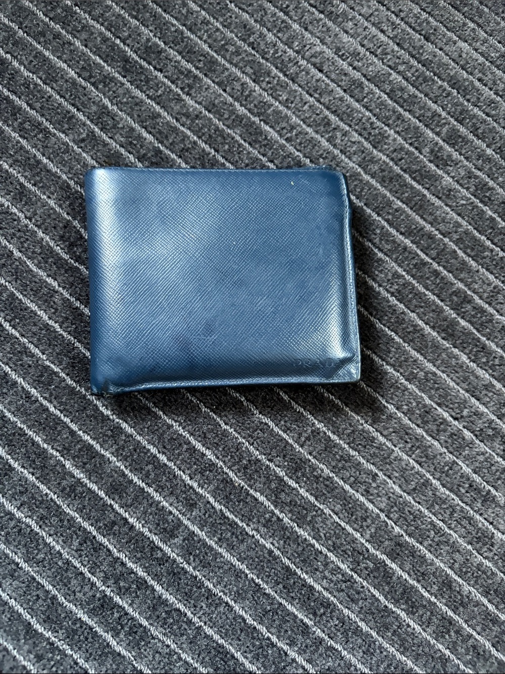 Prada Men's Leather Bi-Fold Wallet - Blue